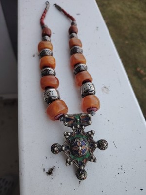 Wunderschöne Berber Antique Halskette Mit Silber, Und Antique Alt Material