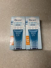 Biore Lot Of 2 Weightless Moisturizer SPF 50 UV Aqua Rich 1.7 Oz/ea Exp 08/26