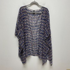 Lane Bryant Womens Blue Brown Tie Dye Kimono Open Front Shrug Sheer Cover Up OS