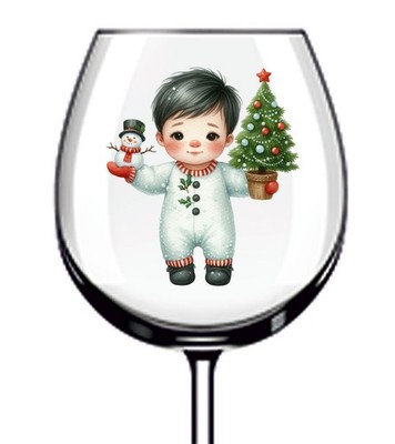 12x bunte Weihnachten Baby Vinyl Aufkleber Abziehbild Becher Weinglas Flasche Tasse