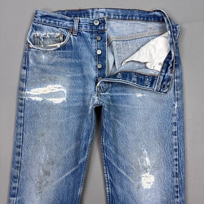 Vintage Levis 501 Jeans Men 32x30 Blue 80s Made USA Faded Thrashed (Tag34x32)