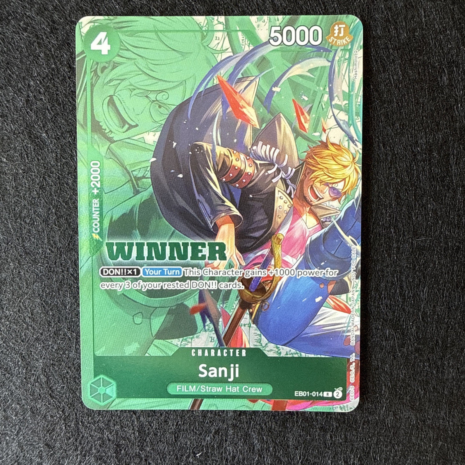 One Piece TCG Sanji EB01-014 R Alt Art Alternate Art - Winner Promo - English NM