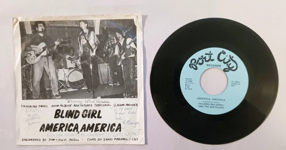 Colorblind James and The White Caps Blind Girl America America 45 Signed Pic Slv - Image 2 of 2