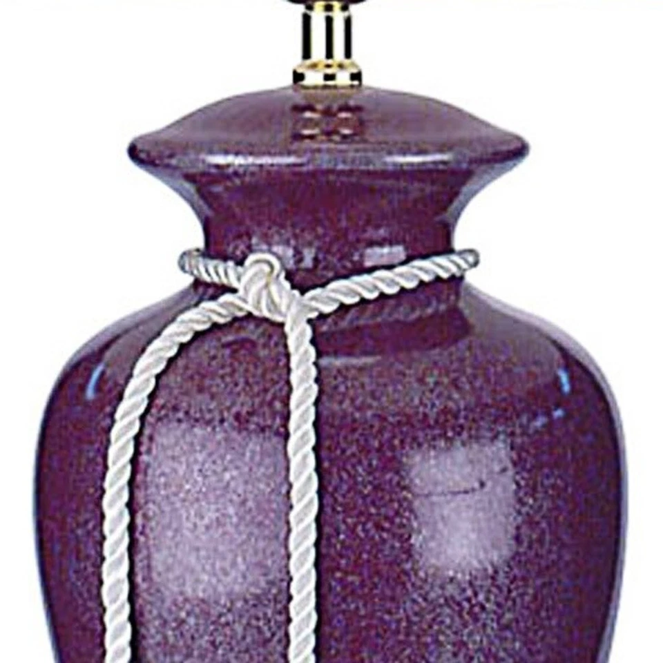 Lámpara de Mesa Urna Cerámica Esmalte Borgoña Rojo 35" con Pantalla Imperio Clásica Blanca Foto 4 de 4