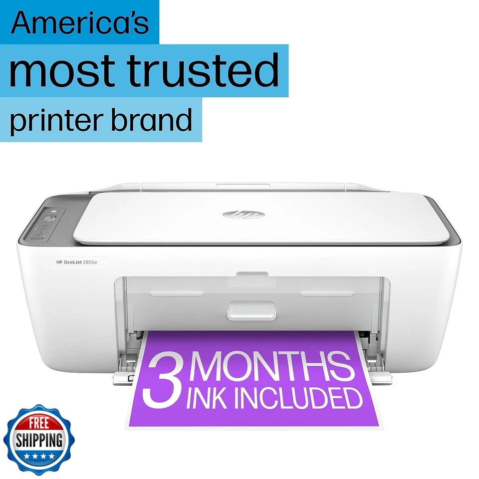 HP DeskJet 2855e Wireless All-in-One Color Inkjet Printer, Scanner, Copier, B - Image 3 of 4