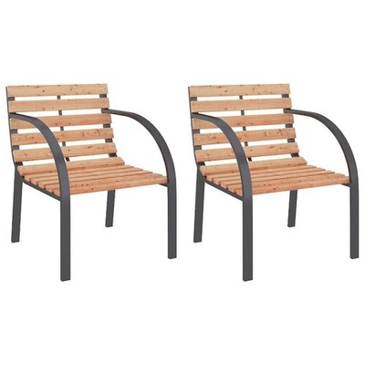 Patio Chairs 2 Pcs Wooden Outdoor Patio Dining Chair with Armrest Wood vidaXL