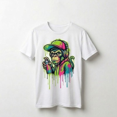 Urban Graffiti Monkey Graphic Tee - Cool Chimp Streetwear T-Shirt