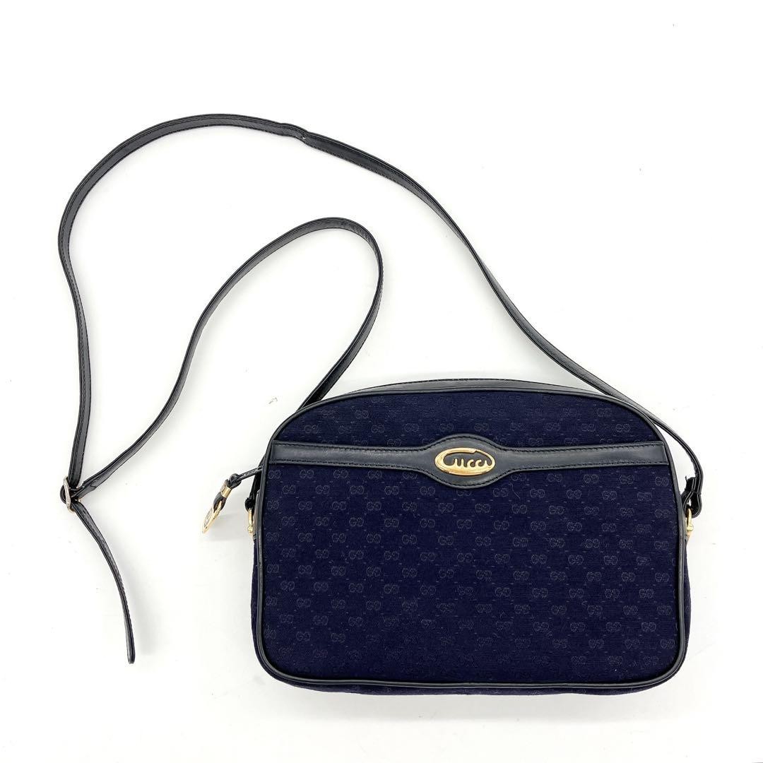 Gucci Shoulder Bag Microgg Navy Used Authentication