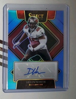 2021 Panini Select Devin White Light Blue Auto #6/49 Tampa Bay Buccaneers 