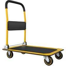 Heavy-Duty Foldable Push Cart Dolly 660 lbs Capacity Flatbed Hand Truck Yellow