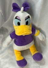 Disney Store Authentic Daisy Duck Plush 16" Stuffed Animal Toy Purple Bow Shirt