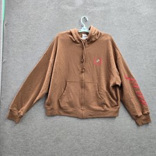 Victoria's Secret PINK Women Hoodie L Brown P Wreath Logo Embroidery