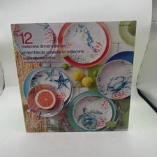 Pandex Sealife 12 Piece Melamine Dinnerware Set. New