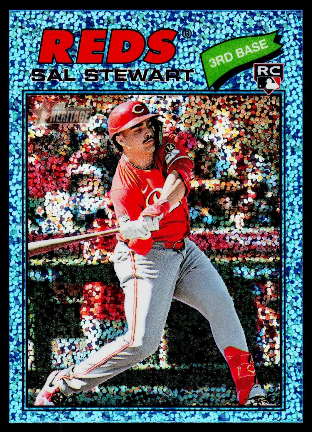 2026 Topps Heritage #221 Sal Stewart Chrome Light Blue Sparkle Refractors
