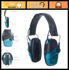 Electronic Shooting Earmuffs, Sound Amplification, Noise Reduction, Teal Color