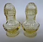 Heisey Empress Sahara Yellow Salt and Pepper Shakers with Glass Lids