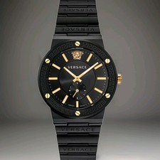 Image of Versace VEVI00620 Greca Logo black Stainless Steel Men's Watch NEW