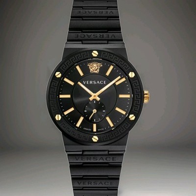 Versace VEV100620 Greca Logo Schwarz Edelstahl Herrenuhr BRANDNEU 