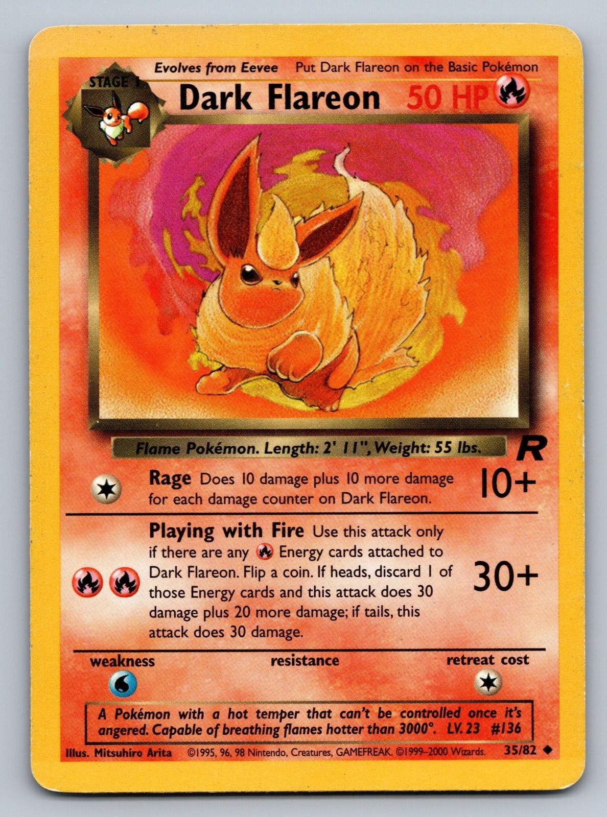 Dark Flareon Uncommon Team Rocket Unlimited Fire 35/82