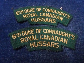 Orig WW2 Pair Of Cloth Flashes "6 Duke Of Connaught's Royal Canadian Hussars" P