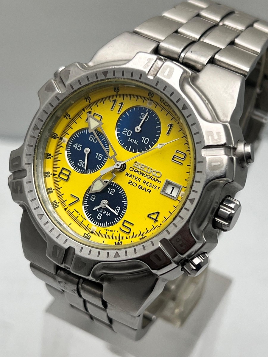 たっくん様SEIKO クロノグラフ 7T32-6K50 Seiko Chronograph Alarm 7T32-6K50 Quartz Date Yellow Men's Watch
