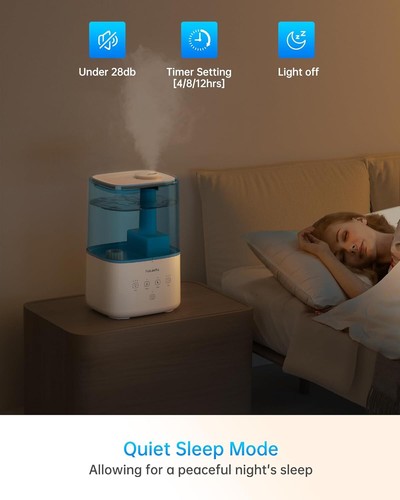 Humidifiers for Bedroom, Warm and Cool Mist Humidifier Large Room for Home, 45H - Picture 5 of 6