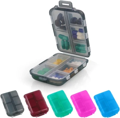 Pillendose Klein, Tablettenbox 7 Tage, Medikamentenbox 10 Fächer, Tragbare Reise