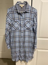 Michael Kors Baby Blue Plaid Women’s Shirt Dress, Size 2