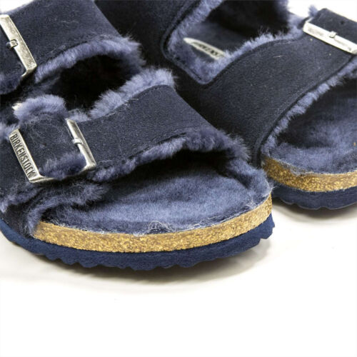 Birkenstock Arizona Shearling Navy Blue Fur Lined Slide Sandals - EU 42 - Picture 4 of 5