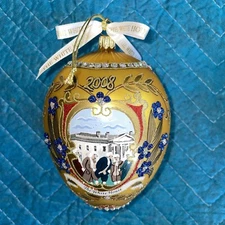 George Washington 2008 White House Christmas Ornament 5" Hand Blown Glass NIB