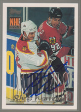 Autographed 95/96 Topps Rhett Warrener - Panthers