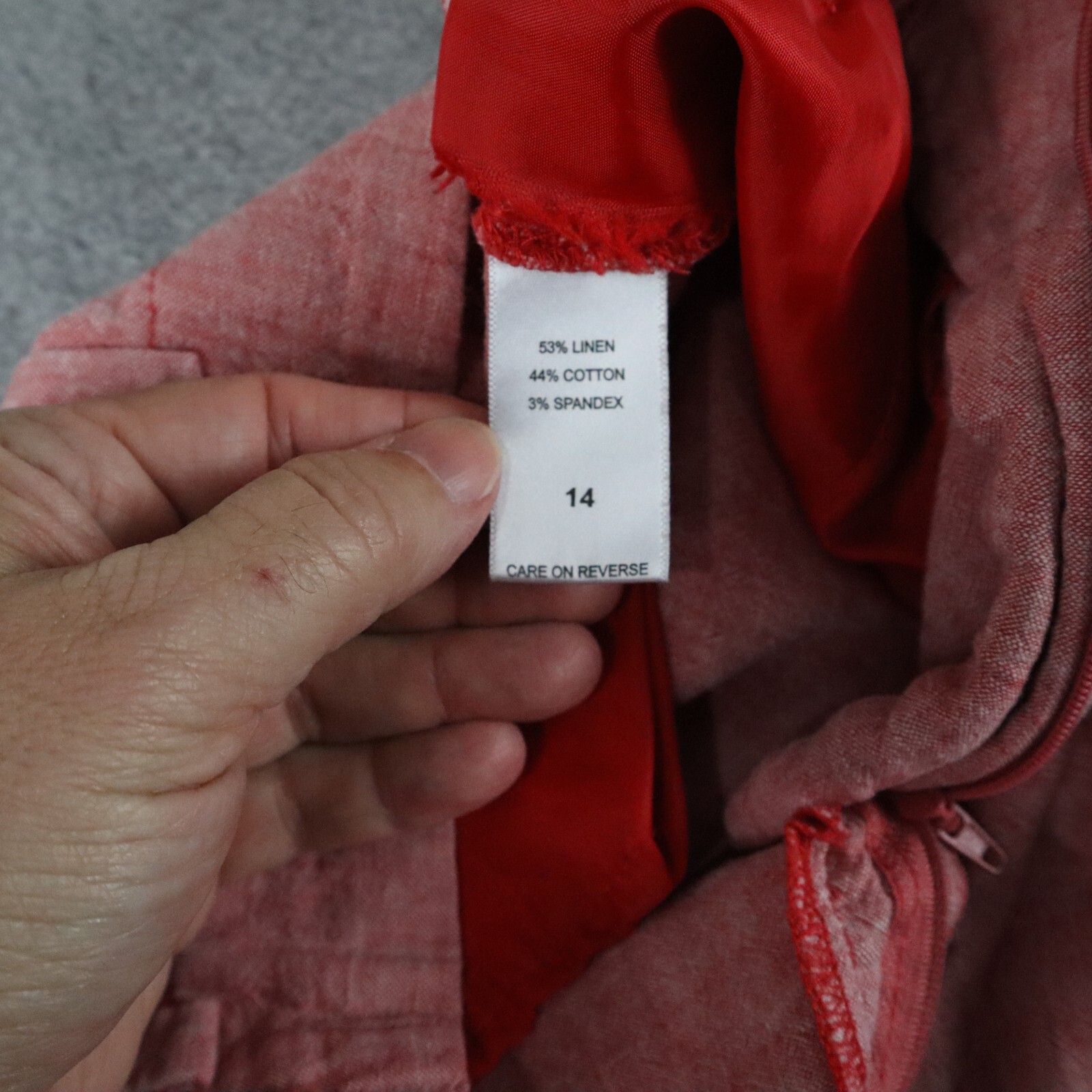 7th Avenue NY & Co Pants Womens 14 Linen Blend Chino Slacks Flat Front Red