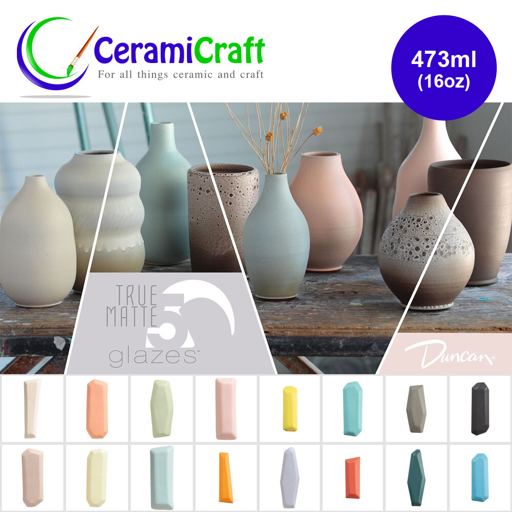 Duncan True Matte 5 Stoneware Glaze for Ceramics and Pottery, Cone 56