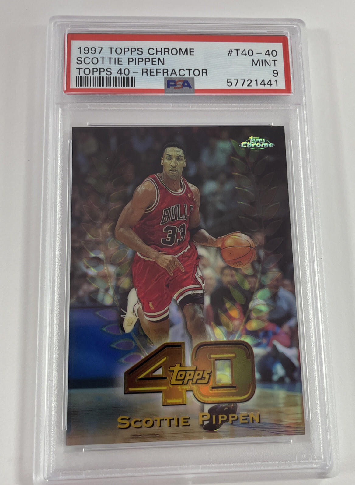 1997 Topps Chrome Topps 40 Refractor Scottie Pippen #T40 - PSA 9