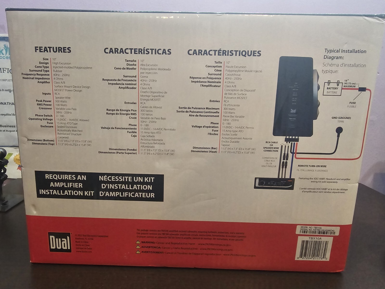 Dual Car 10inch Subwoofer & Amplifier TBX10A Combo 300 Watts 827204211762 eBay