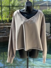 Nike Yoga Luxe V Neck Crop Sweatshirt Gray 2X NWT