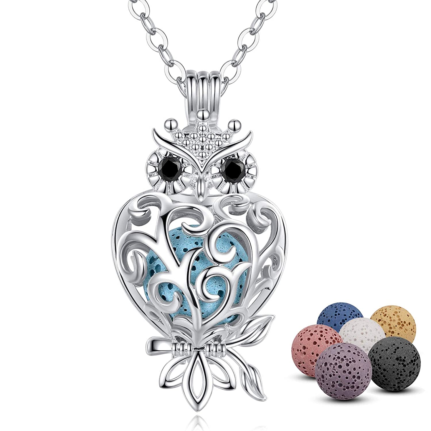 Aromatherapy Owl Diffuser Necklace for Women Spiritual Healing Jewelry-image