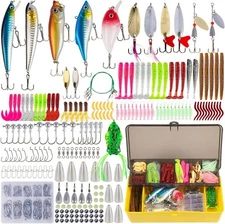 302 PCS Set Fishing Tackle Box Full loaded Accessories Hooks Lures Baits Worms
