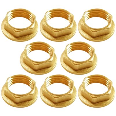 8PCS 1/2 Inch Lock Nut with Flange Hex Brass Female Locknut Washer Fasteners ...