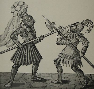 ANTIQUE PRINT MEDIEVAL KNIGHTS JOUSTING FREYDAL MAXIMILIAN I TOURNAMENT p103