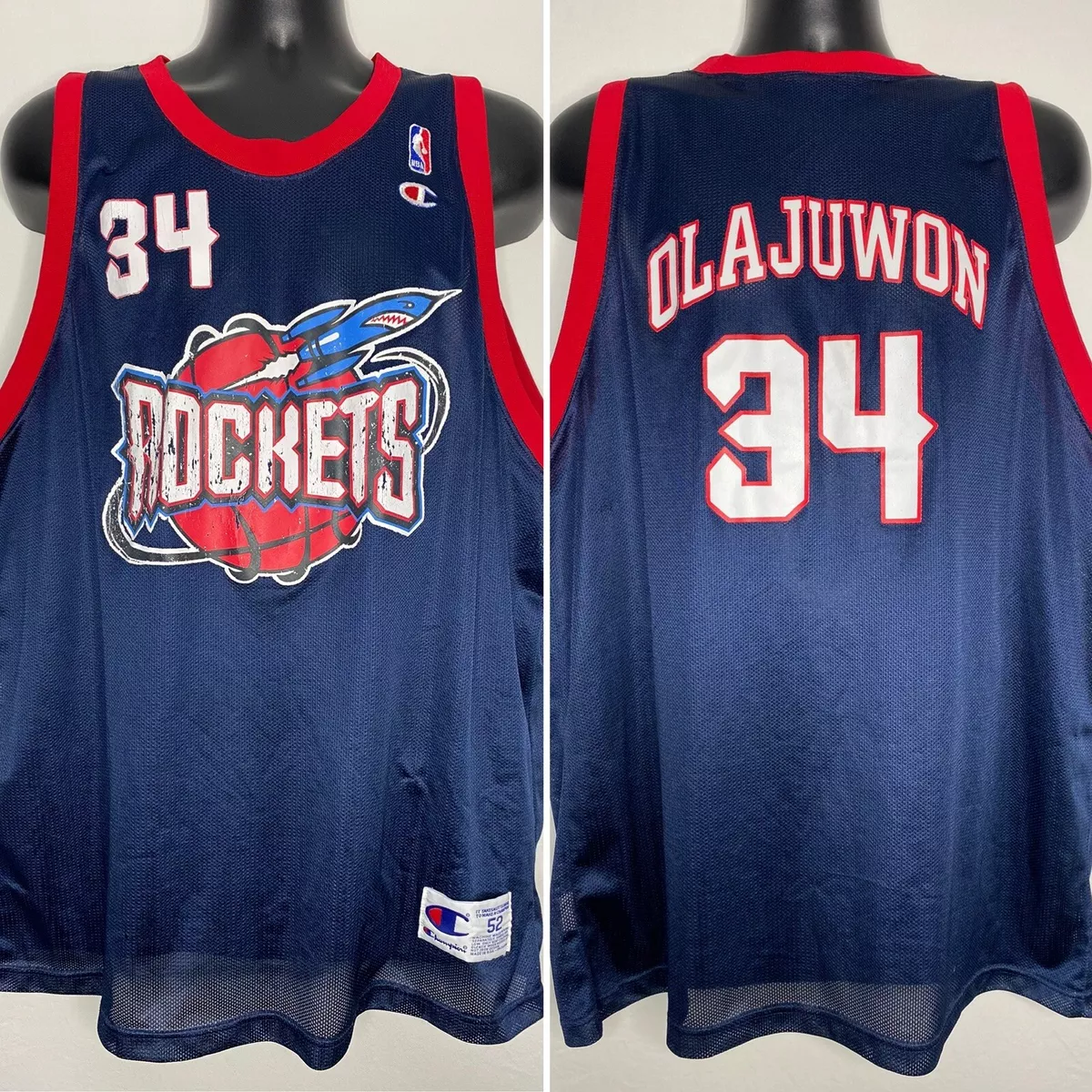 Vintage Houston Rockets Hakeem Olajuwon Blue Champion Jersey Size