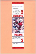 Atlanta Falcons @ New England Patriots 9-14-1980 ticket Stanley Morgan photo NFL