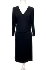 TALBOTS Women's Sz.Large-Petite Gathered Side/Front Black Dress-Long Sleeves NWT