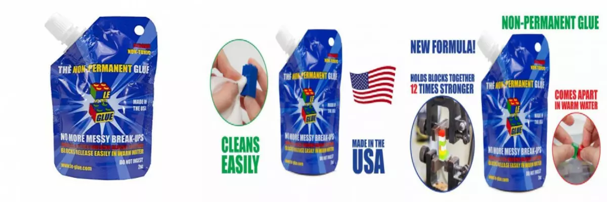 Le Glue Temporary Glue 3 Pack | Non-Permanent Clear Adhesive Glue for  Plastic Building Blocks | No Messy Break-Ups | Non-Toxic Model Glue Formula  