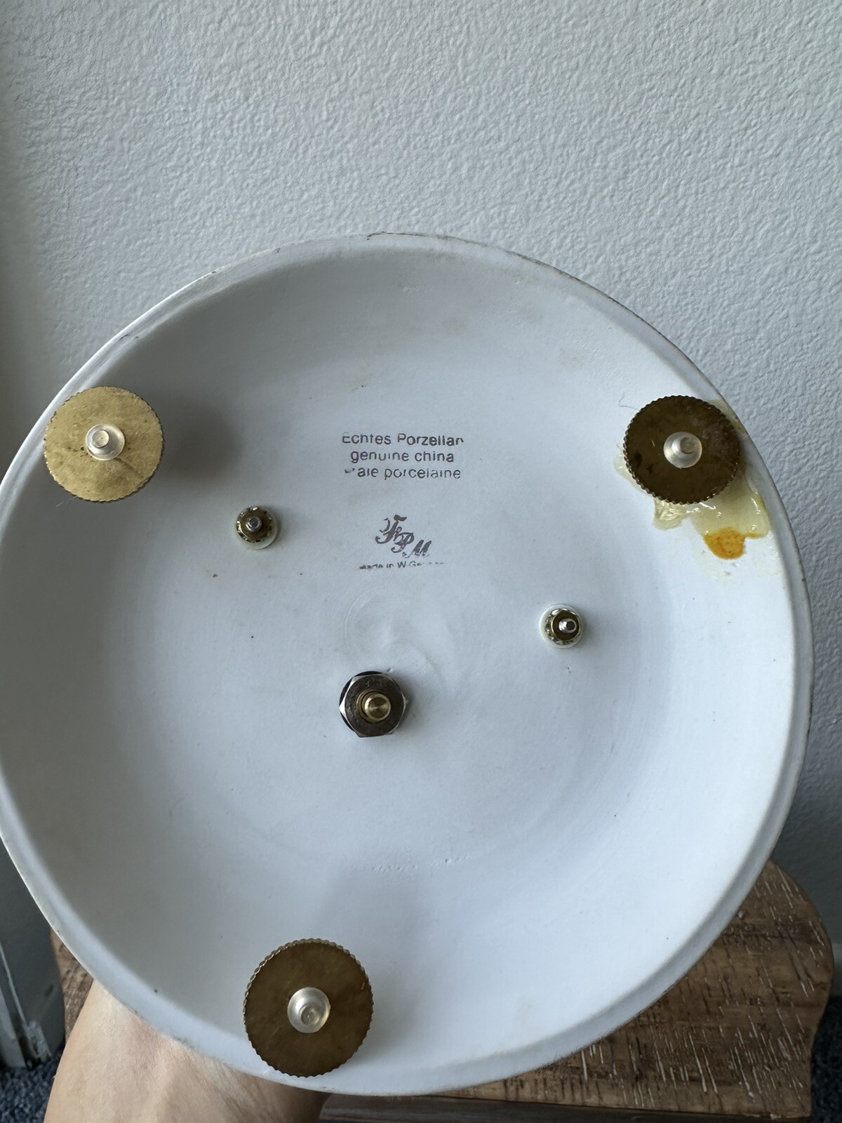 Vintage LINDEN Blue Rose Porcelain Anniversary Clock with Glass Dome - Germany