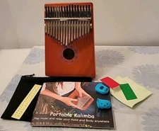 Kalimba Thumb Piano 17 Keys #W171 Finger Harp Instrument W/Hammer & Carrying Bag