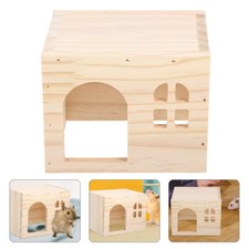 Guinea Pig Hideout House Multi-Chamber Small Wooden Hut Decor for Guinea Pig