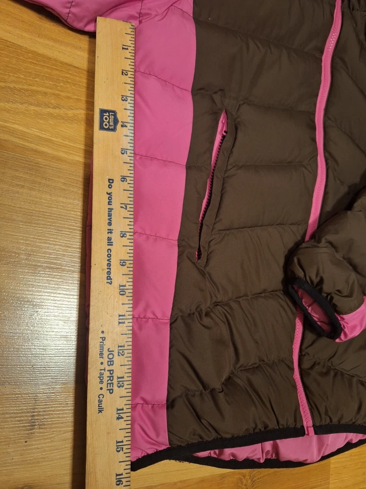 БРАУНИНГ коричневый / розовый гусь вниз куртка женщин удобный молнии выстеганный пуховик - Изображение 3 из 4