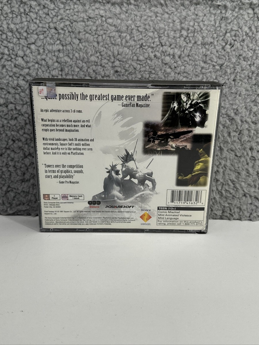 Final Fantasy VII Black Label CIB (PlayStation 1, 1997) No Manual