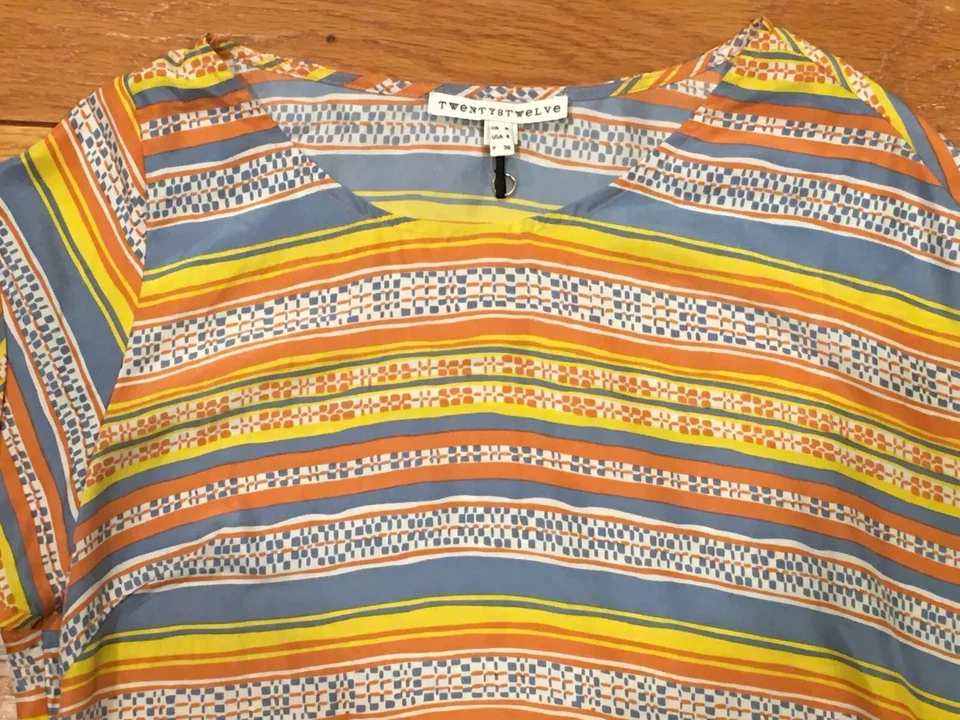 Vestido recto para mujer Twenty8Twelve by S.Miller 100 % seda geométrico a rayas talla 4 Foto 3 de 4